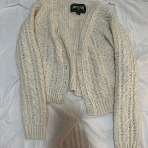 American Eagle Cream Cable Knit Cardigan